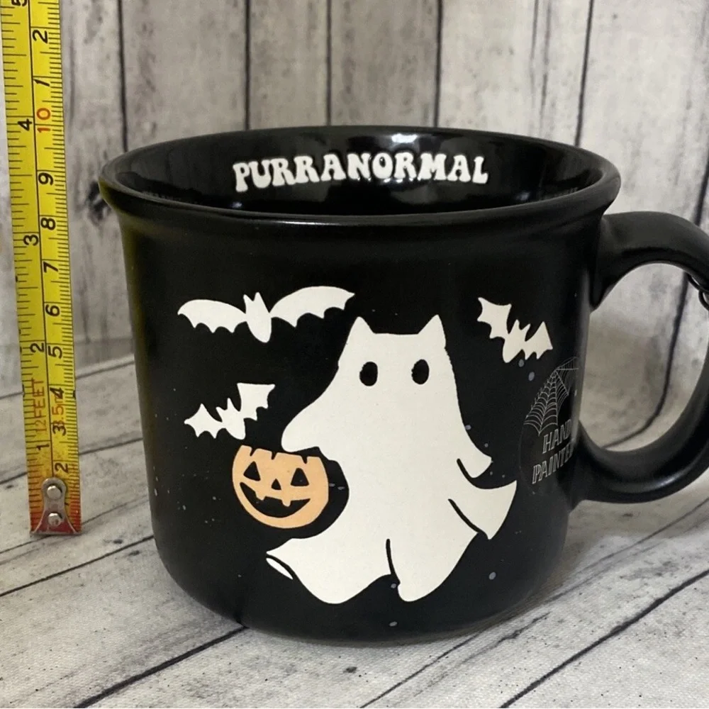 Purranormal Spooky Ghost Cat Black Ceramic Fall Halloween Mug - Picture 3 of 9